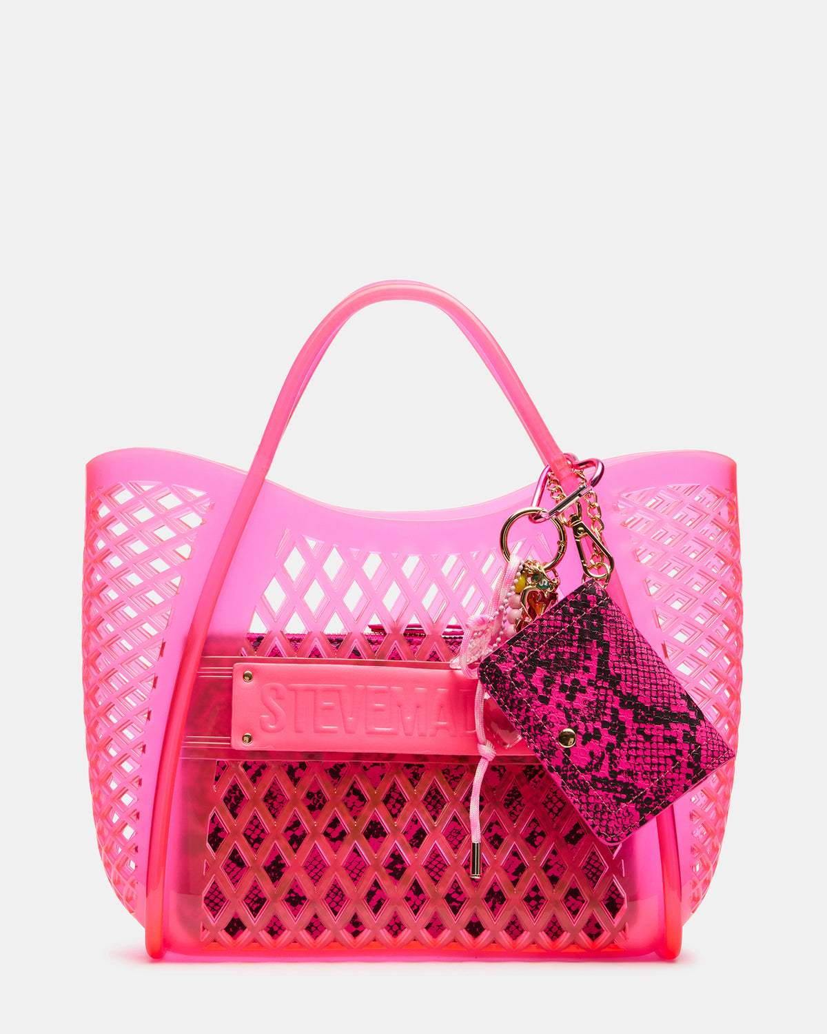 SUMMER Bag Pink Caged Jelly Top-Handle Tote Handbag | Steve Madden