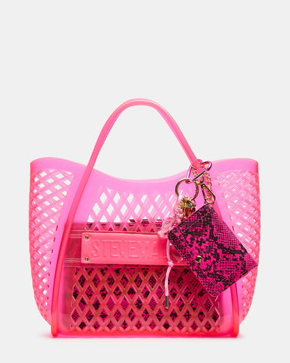 SUMMER Bag Pink Caged Jelly Top-Handle Tote Handbag | Steve Madden