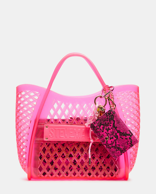 SUMMER Bag Pink Caged Jelly Top-Handle Tote Handbag | Steve Madden