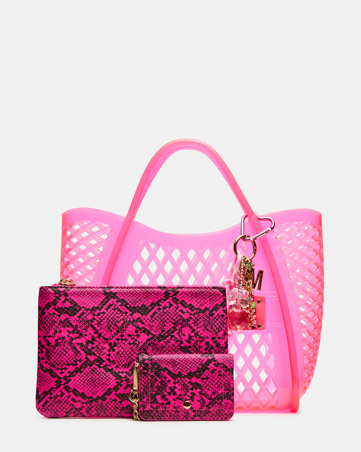 SUMMER Bag Pink Caged Jelly Top-Handle Tote Handbag | Steve Madden