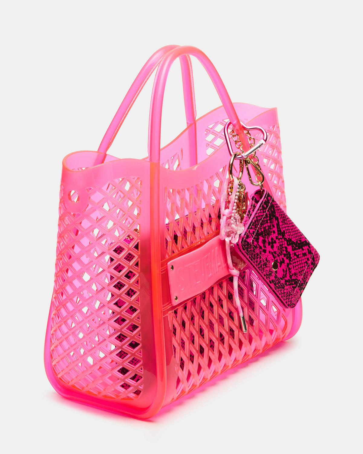 SUMMER Bag Pink Caged Jelly Top-Handle Tote Handbag | Steve Madden