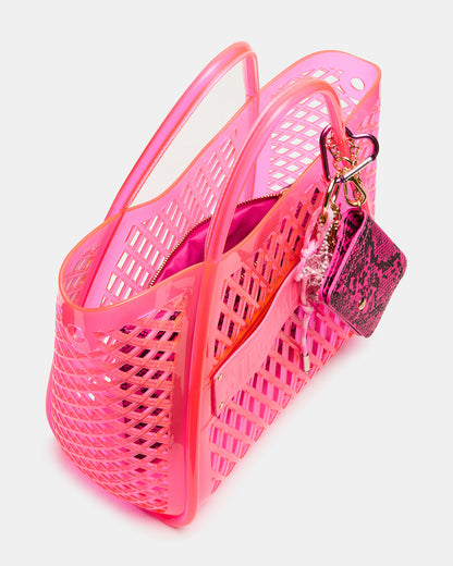 SUMMER Bag Pink Caged Jelly Top-Handle Tote Handbag | Steve Madden