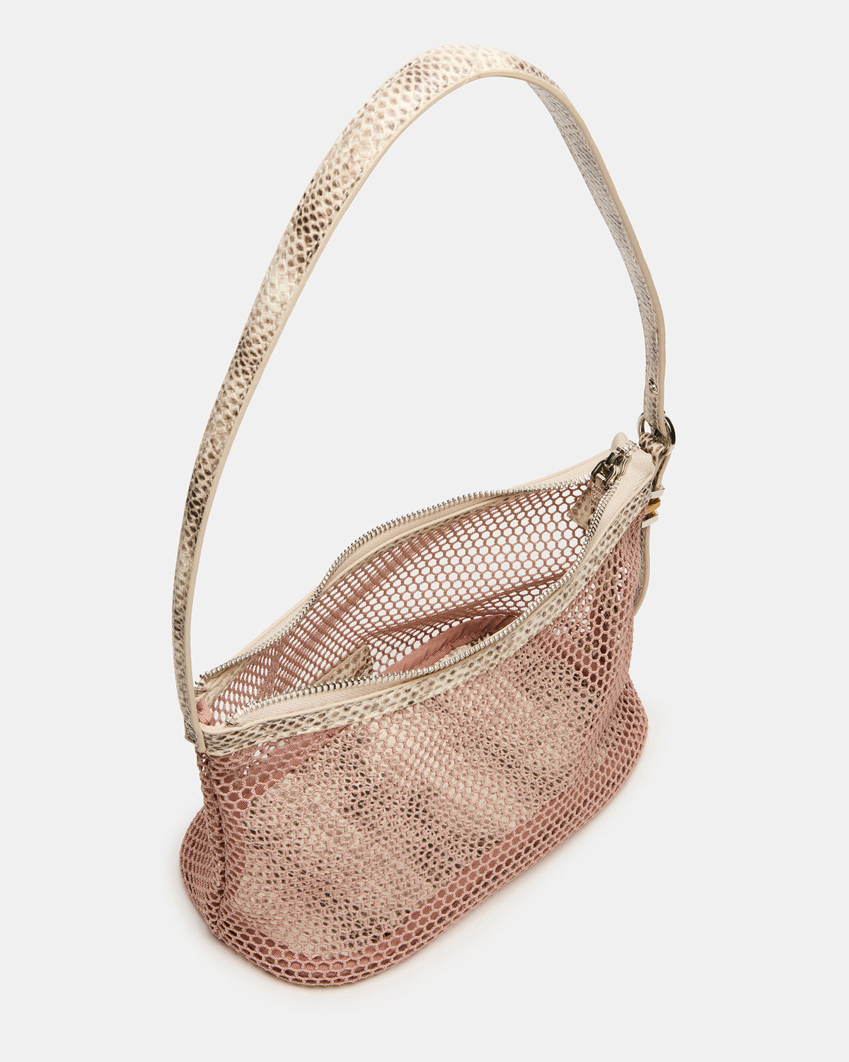 VIXEN Bag Blush Shoulder Strap Mesh Structured Bottom Women's Handbag | Steve Madden