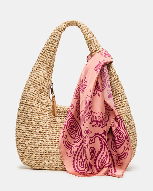 DAENA Bag Natural Crescent Shaped Straw Shoulder Bag | Steve Madden