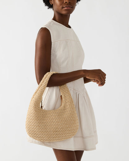 DAENA Bag Natural Crescent Shaped Straw Shoulder Bag | Steve Madden