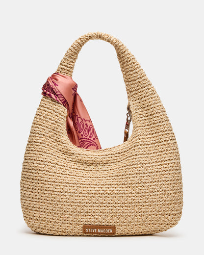 DAENA Bag Natural Crescent Shaped Straw Shoulder Bag | Steve Madden