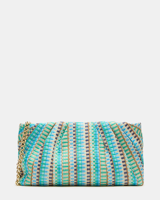 PALOMAA Bag Blue/Multi Straw Clutch Crossbody Handbag | Steve Madden