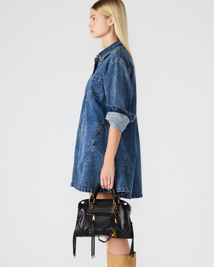 RIGGS Bag Black/Gold Slouchy Top-Handle Crossbody Satchel Handbag | Steve Madden