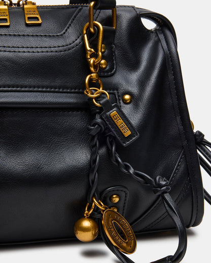 RIGGS Bag Black/Gold Slouchy Top-Handle Crossbody Satchel Handbag | Steve Madden