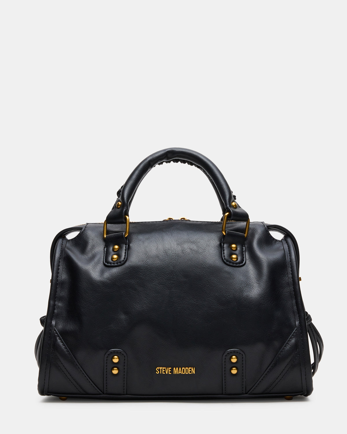 RIGGS Bag Black/Gold Slouchy Top-Handle Crossbody Satchel Handbag | Steve Madden