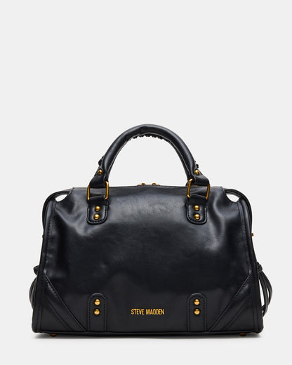 RIGGS Bag Black/Gold Slouchy Top-Handle Crossbody Satchel Handbag | Steve Madden