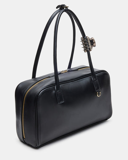 CANDICE Bag Black Shoulder Strap Box Satchel Handbag | Steve Madden