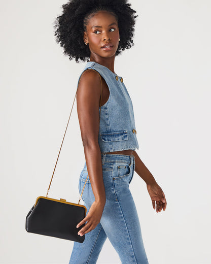 KISSES Bag Black Chain Strap Crossbody Clutch Handbag | Steve Madden