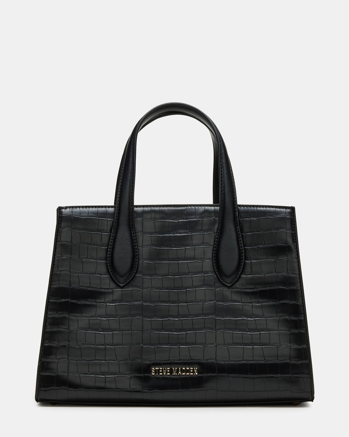 CALLEB Bag Black Crocodile Structured Tote Crossbody Handbag | Steve Madden