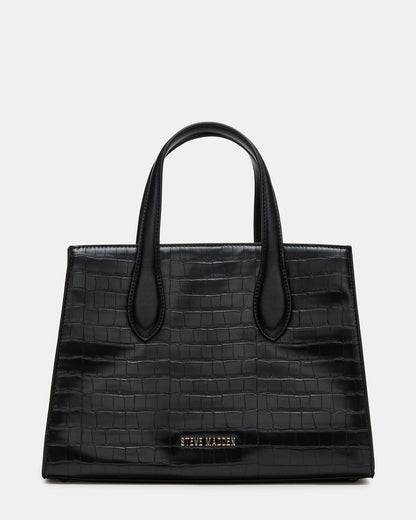 CALLEB Bag Black Crocodile Structured Tote Crossbody Handbag | Steve Madden