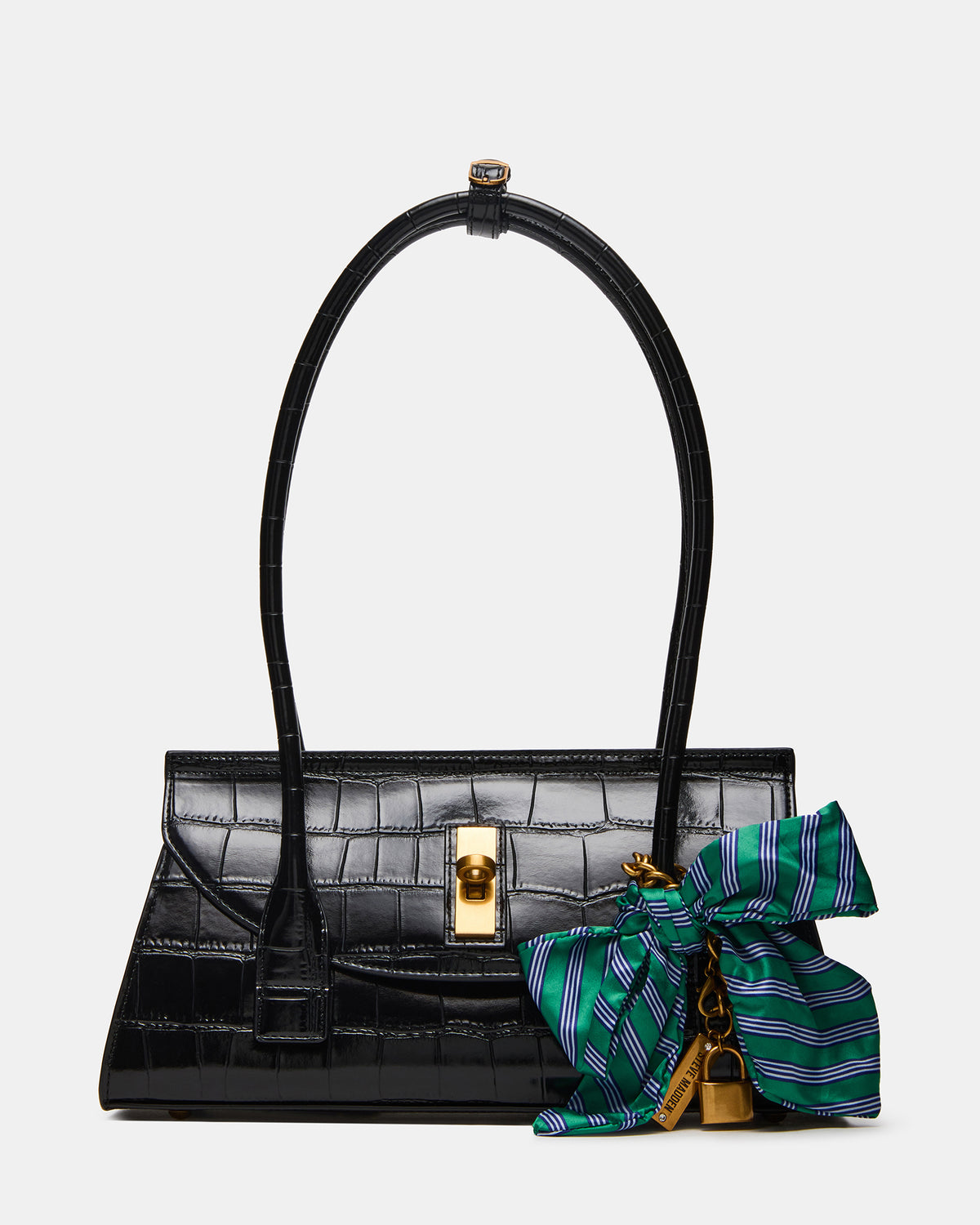 MILAN Bag Black Elongated Menswear-Inspired Shoulder Strap Handbag | Steve Madden