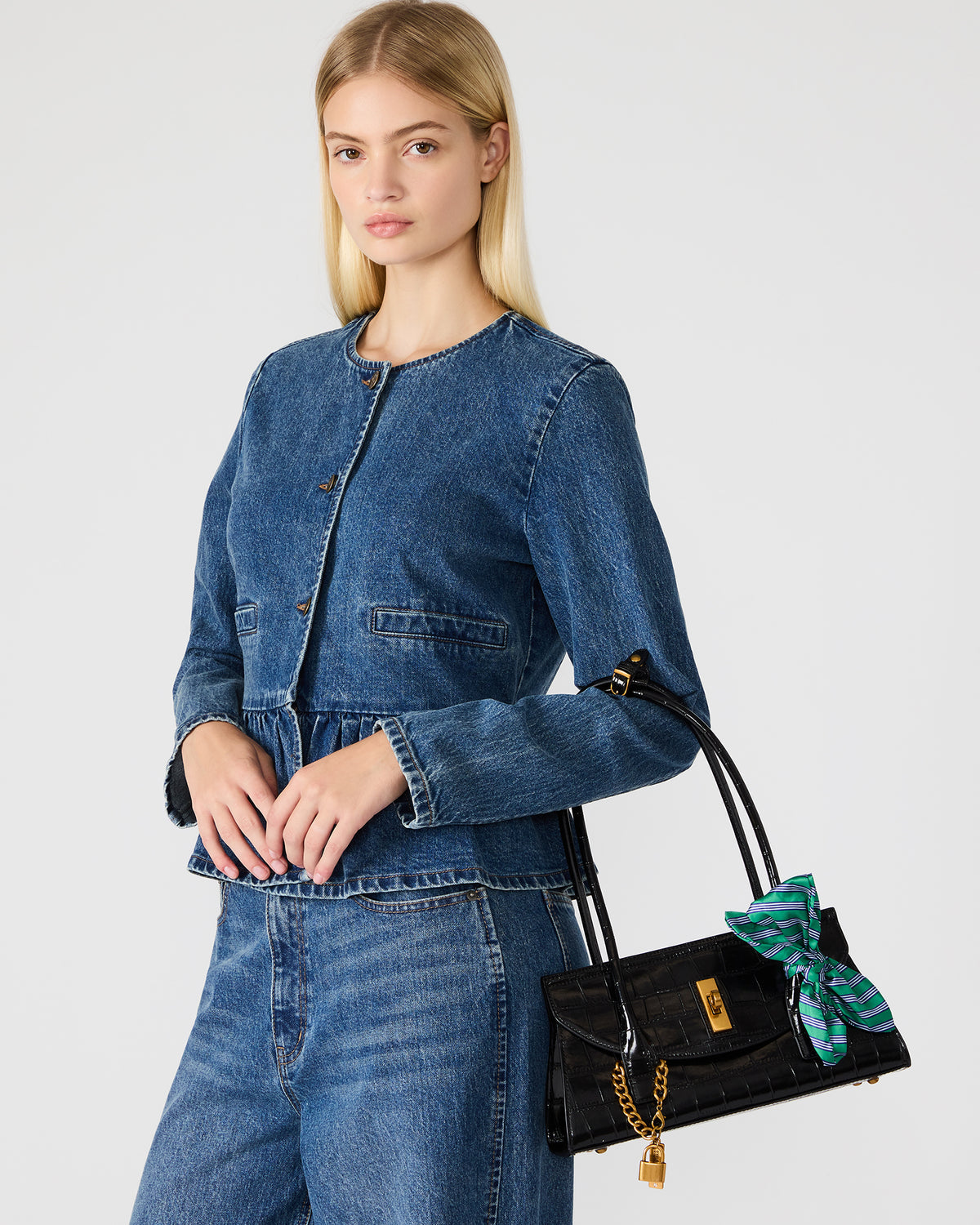 MILAN Bag Black Elongated Menswear-Inspired Shoulder Strap Handbag | Steve Madden