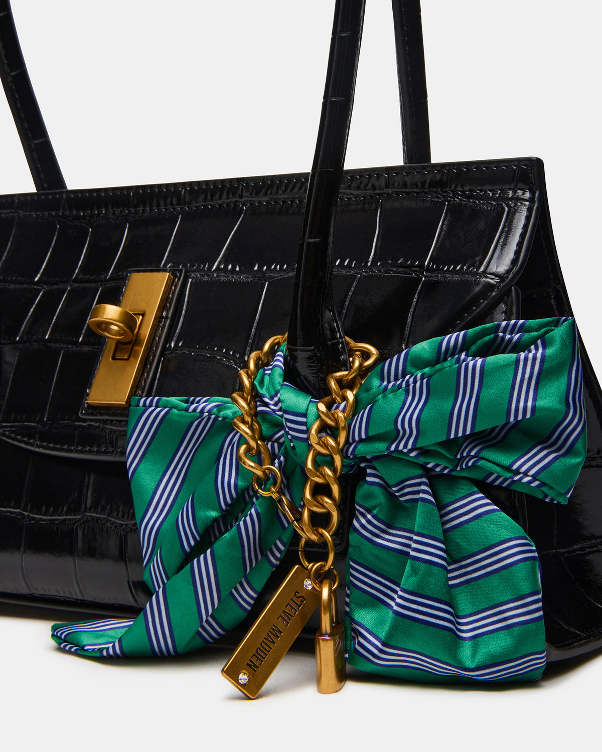 MILAN Bag Black Elongated Menswear-Inspired Shoulder Strap Handbag | Steve Madden