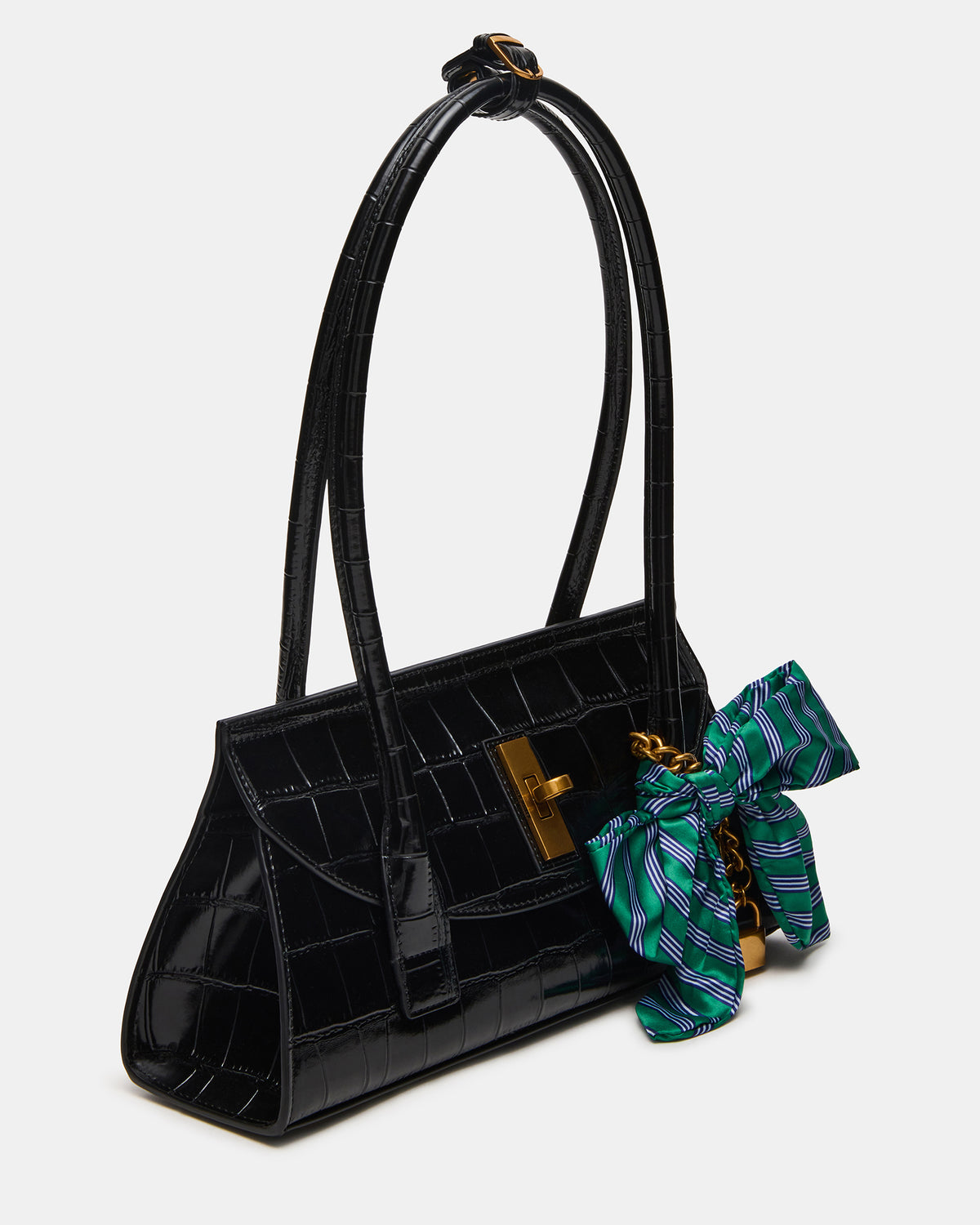 MILAN Bag Black Elongated Menswear-Inspired Shoulder Strap Handbag | Steve Madden