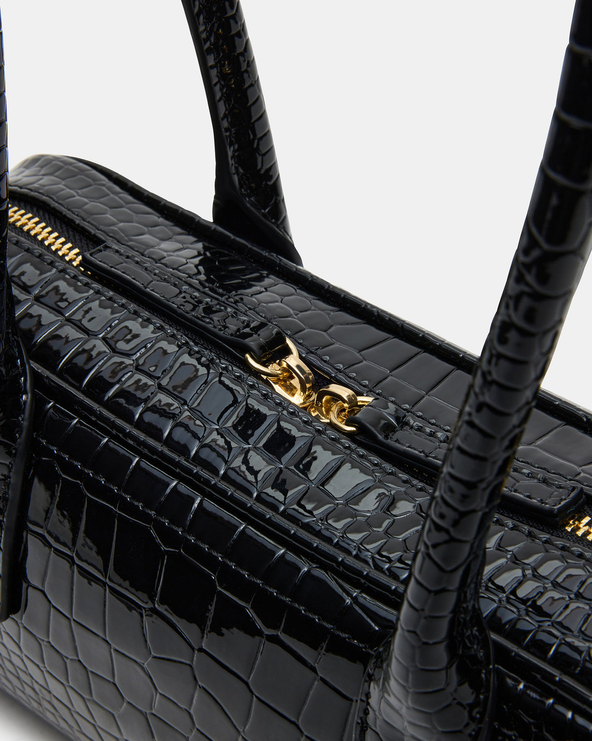 ANISE Bag Black Crocodile Elongated Shoulder Strap Handbag | Steve Madden