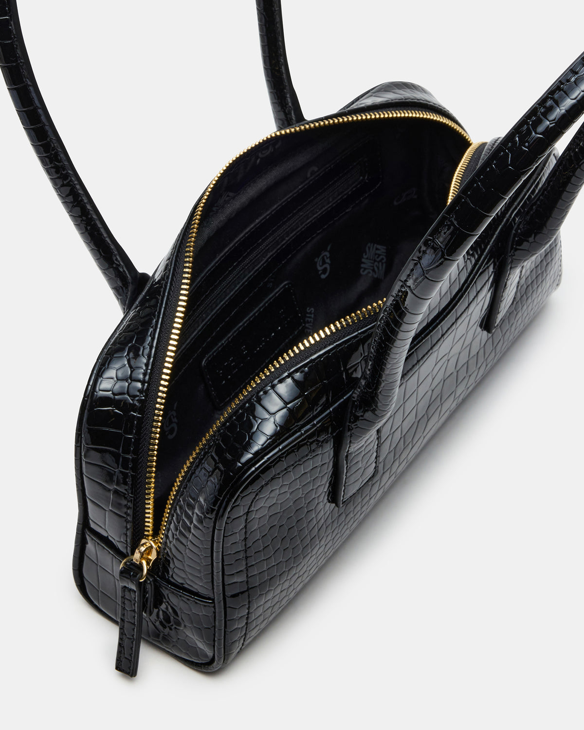ANISE Bag Black Crocodile Elongated Shoulder Strap Handbag | Steve Madden