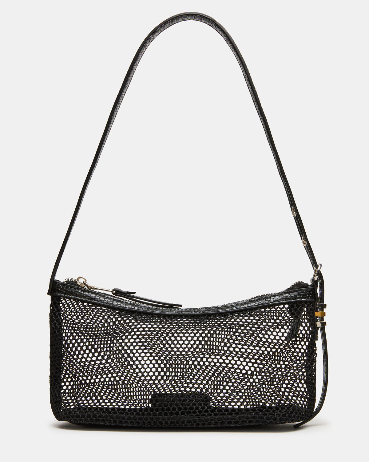VIXEN Bag Black Shoulder Strap Mesh Structured Bottom Women's Handbag | Steve Madden