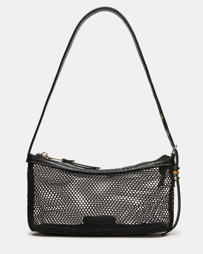 VIXEN Bag Black Shoulder Strap Mesh Structured Bottom Women's Handbag | Steve Madden