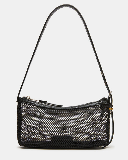 VIXEN Bag Black Shoulder Strap Mesh Structured Bottom Women's Handbag | Steve Madden