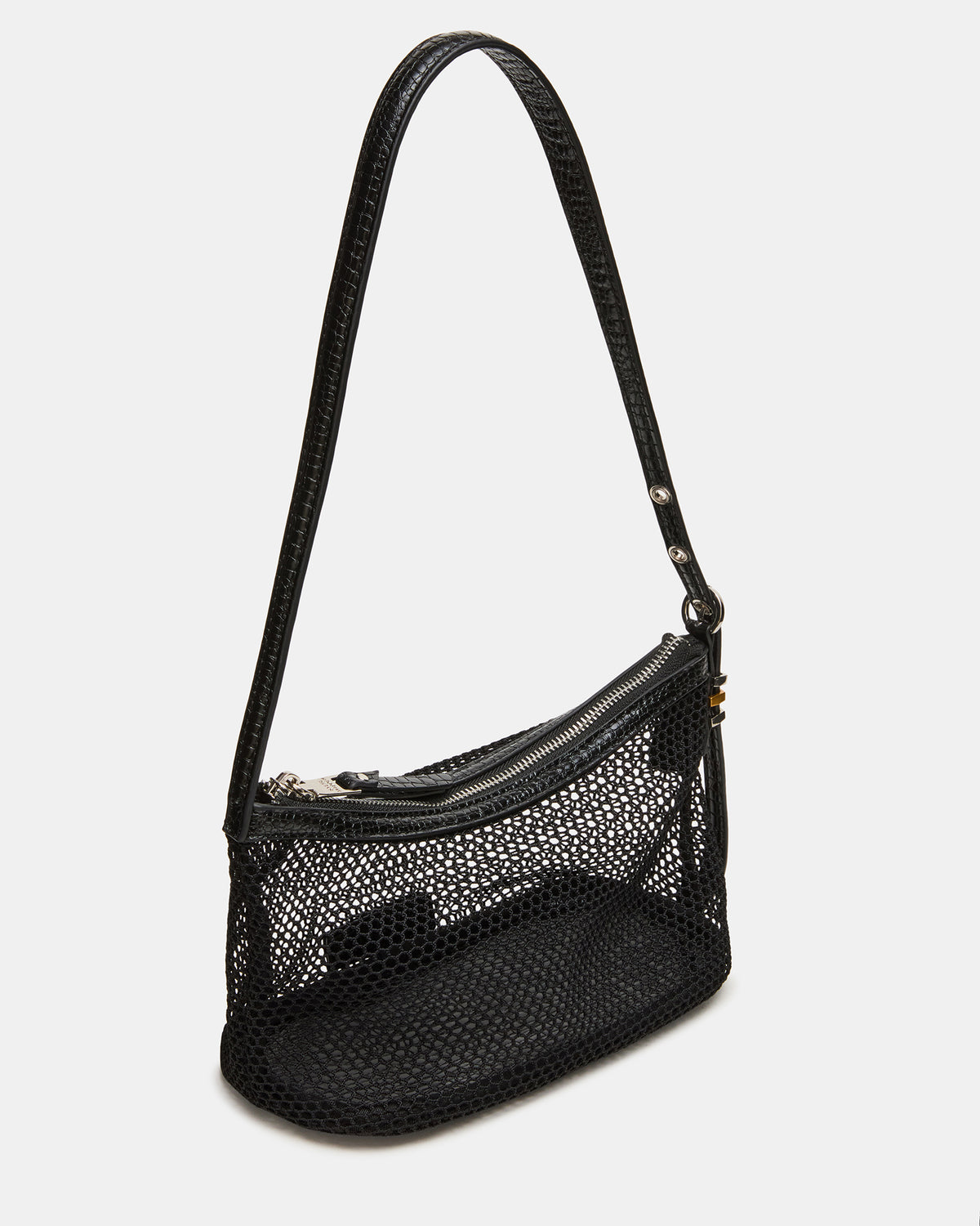 VIXEN Bag Black Shoulder Strap Mesh Structured Bottom Women's Handbag | Steve Madden