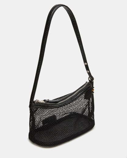 VIXEN Bag Black Shoulder Strap Mesh Structured Bottom Women's Handbag | Steve Madden
