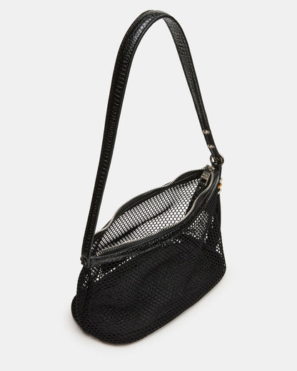 VIXEN Bag Black Shoulder Strap Mesh Structured Bottom Women's Handbag | Steve Madden