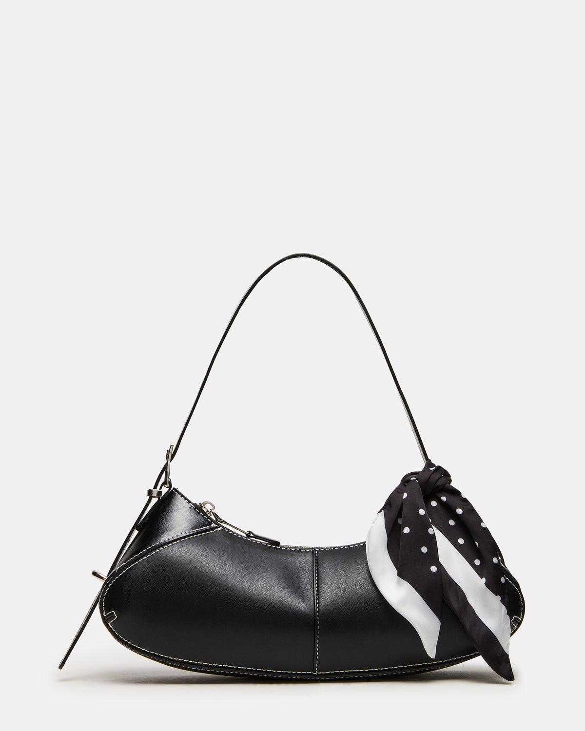 ROXEY Bag Black Crescent-Shaped Top-Zipper Shoulder Strap Handbag | Steve Madden