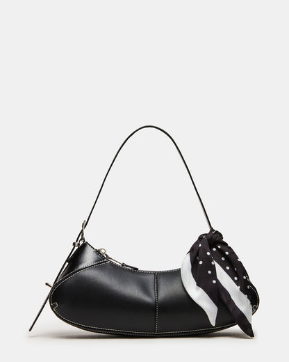 ROXEY Bag Black Crescent-Shaped Top-Zipper Shoulder Strap Handbag | Steve Madden