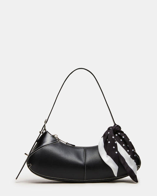ROXEY Bag Black Crescent-Shaped Top-Zipper Shoulder Strap Handbag | Steve Madden