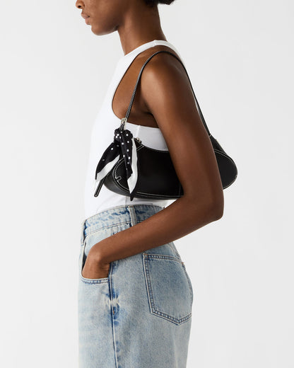 ROXEY Bag Black Crescent-Shaped Top-Zipper Shoulder Strap Handbag | Steve Madden