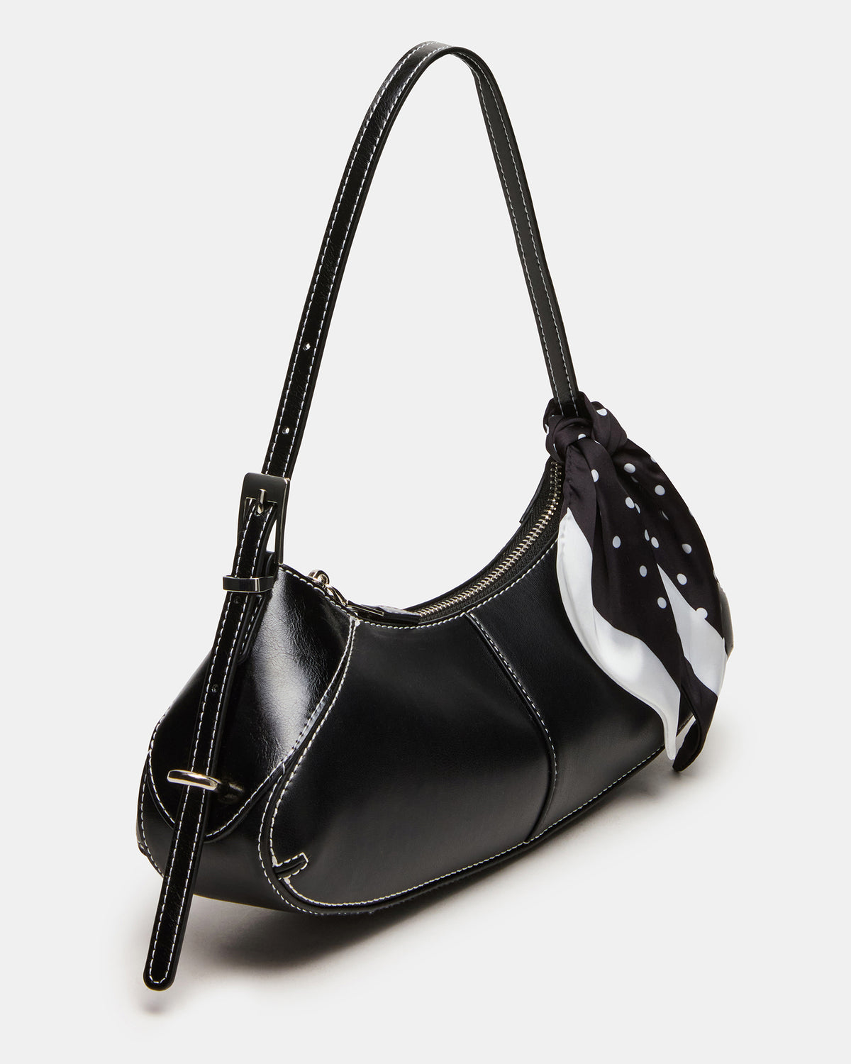 ROXEY Bag Black Crescent-Shaped Top-Zipper Shoulder Strap Handbag | Steve Madden