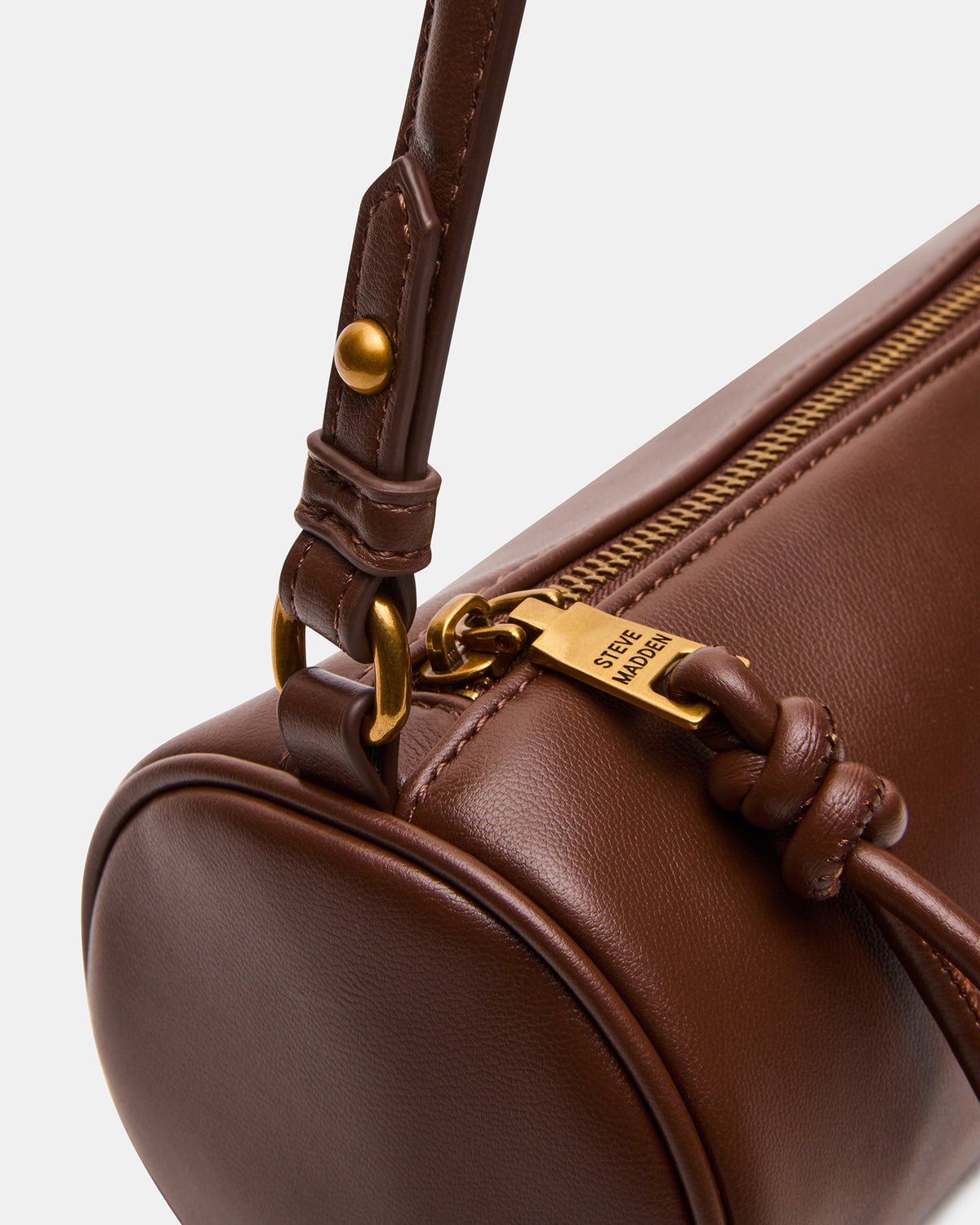 PRIYA Bag Brown Mini Barrel Shoulder Handbag | Steve Madden