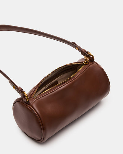 PRIYA Bag Brown Mini Barrel Shoulder Handbag | Steve Madden