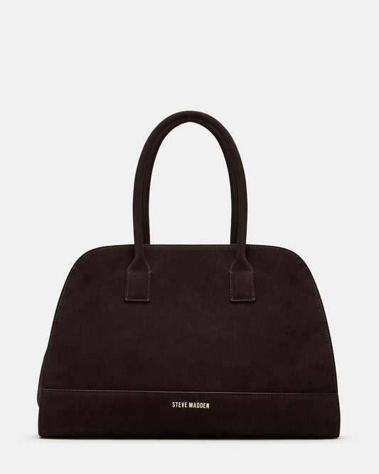 HEIDEE Bag Brown Suede | Women's Shoulder Strap Tote Handbag | Steve Madden