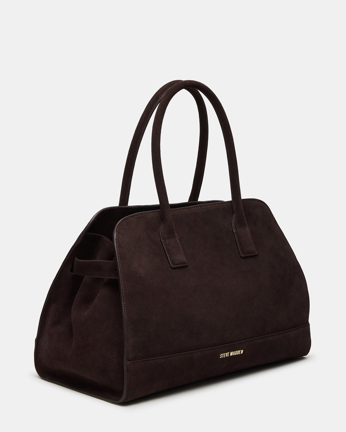 HEIDEE Bag Brown Suede | Women's Shoulder Strap Tote Handbag | Steve Madden