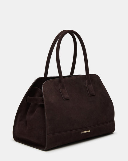 HEIDEE Bag Brown Suede | Women's Shoulder Strap Tote Handbag | Steve Madden