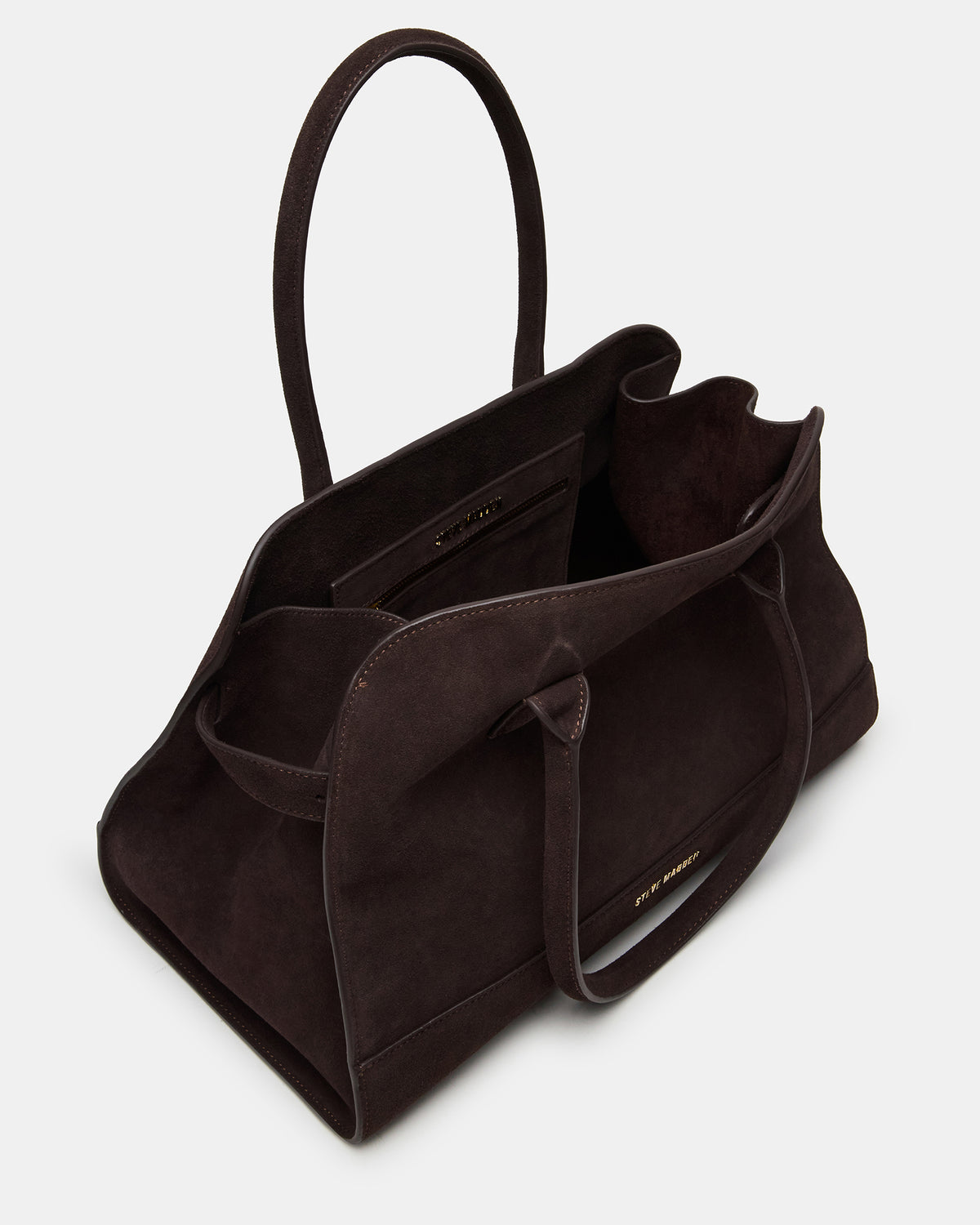 HEIDEE Bag Brown Suede | Women's Shoulder Strap Tote Handbag | Steve Madden