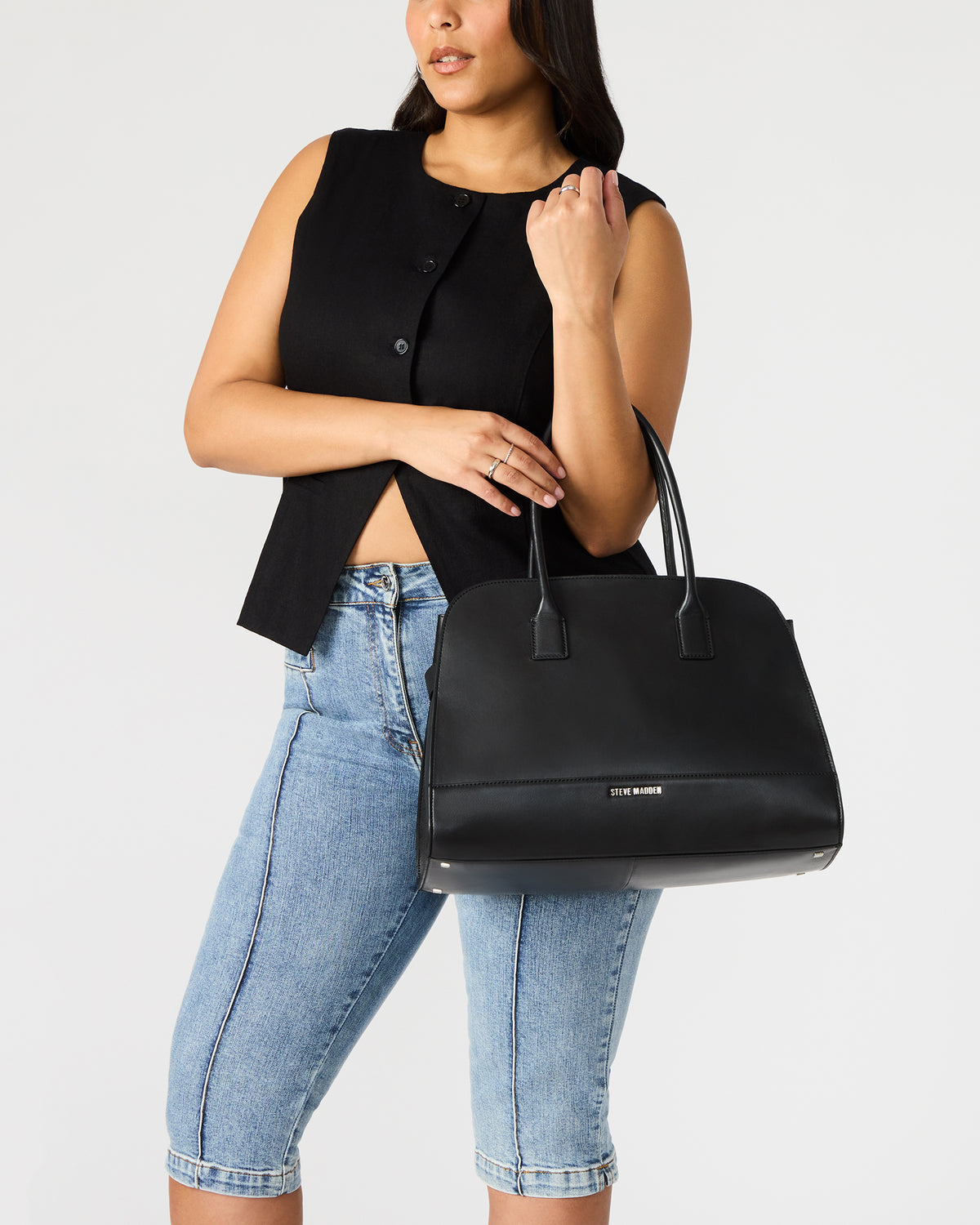 HEIDEE Bag Brown Suede | Women's Shoulder Strap Tote Handbag | Steve Madden