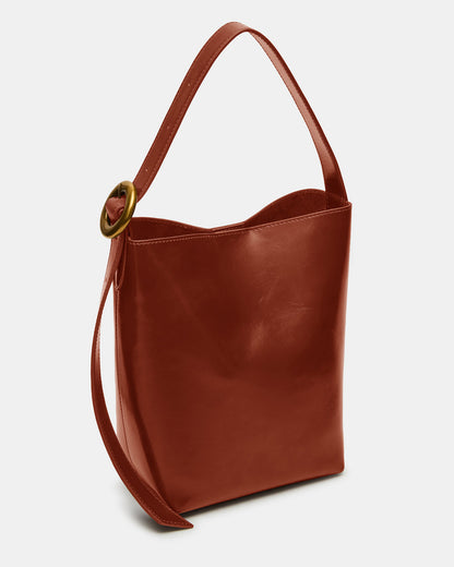 SOFIEE Bag Rust Leather Shoulder Strap Bucket Tote Handbag | Steve Madden