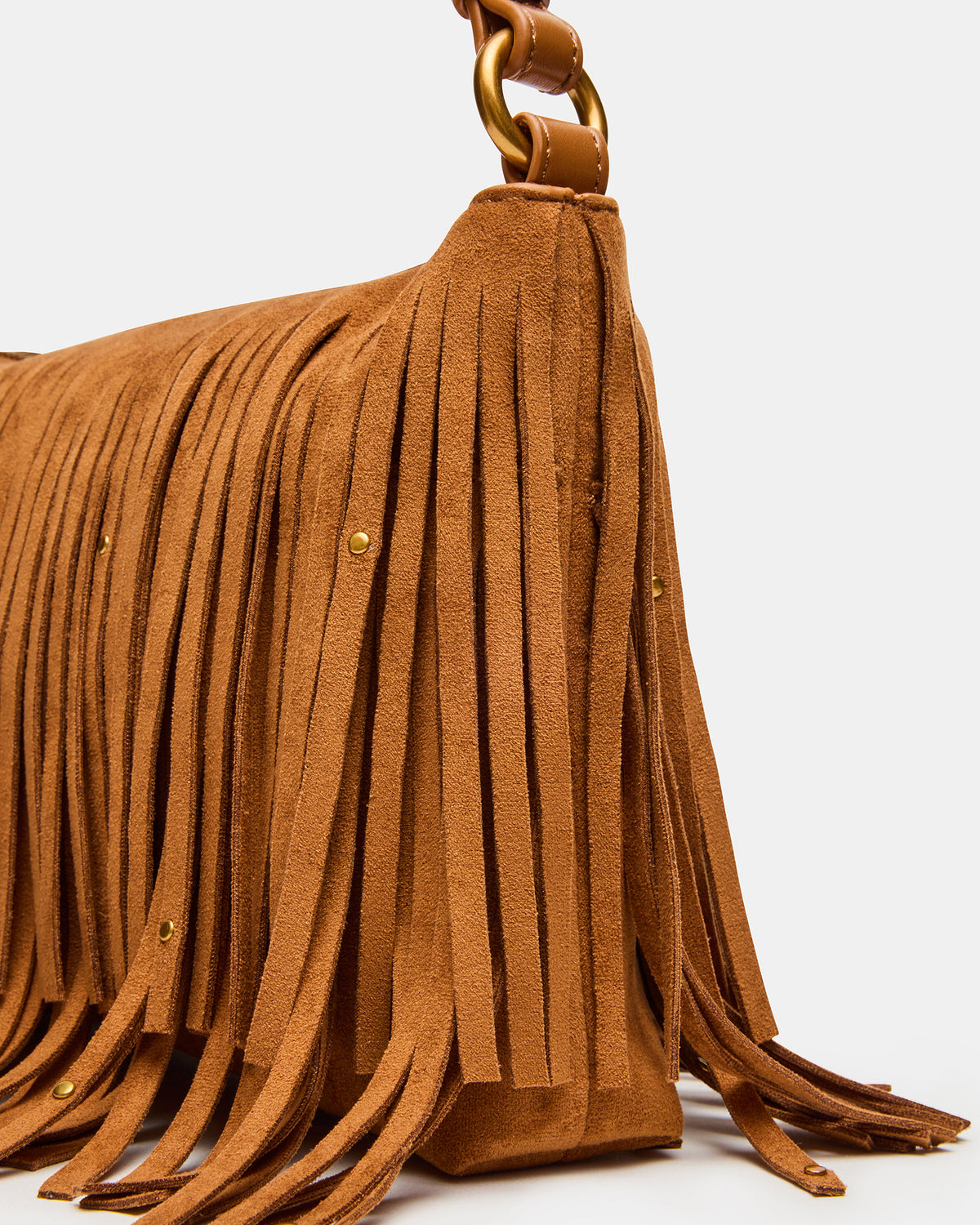 BOHEME Bag Tobacco Shoulder Strap Studded Fringe Handbag | Steve Madden