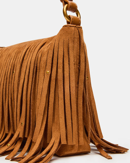 BOHEME Bag Tobacco Shoulder Strap Studded Fringe Handbag | Steve Madden