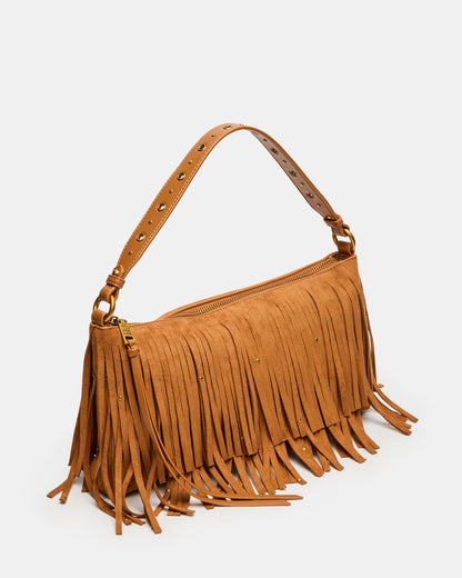 BOHEME Bag Tobacco Shoulder Strap Studded Fringe Handbag | Steve Madden