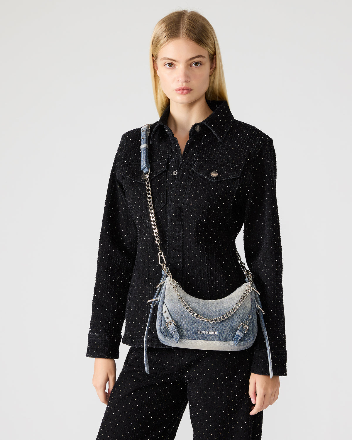 VITAL Denim Fabric Women's Shoulder Bag | Steve Madden