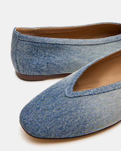 LENI Denim Fabric Square-Toe Ballet Women's Flat | Steve Madden