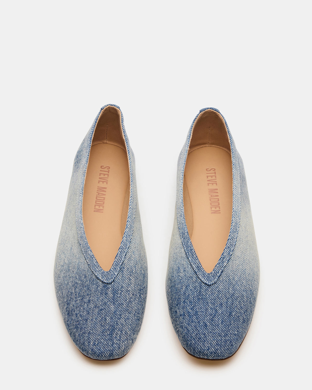LENI Denim Fabric Square-Toe Ballet Women's Flat | Steve Madden